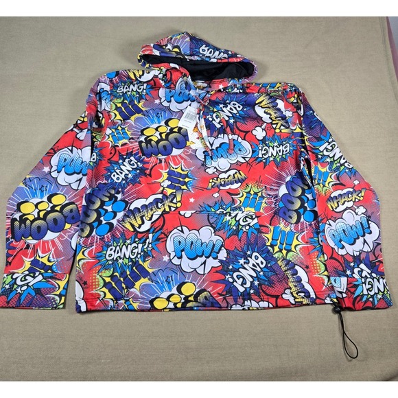 Oh Snap! Comic Book Pullover Hoodie Fun Colorful Graphic Print Red Large - Picture 1 of 8